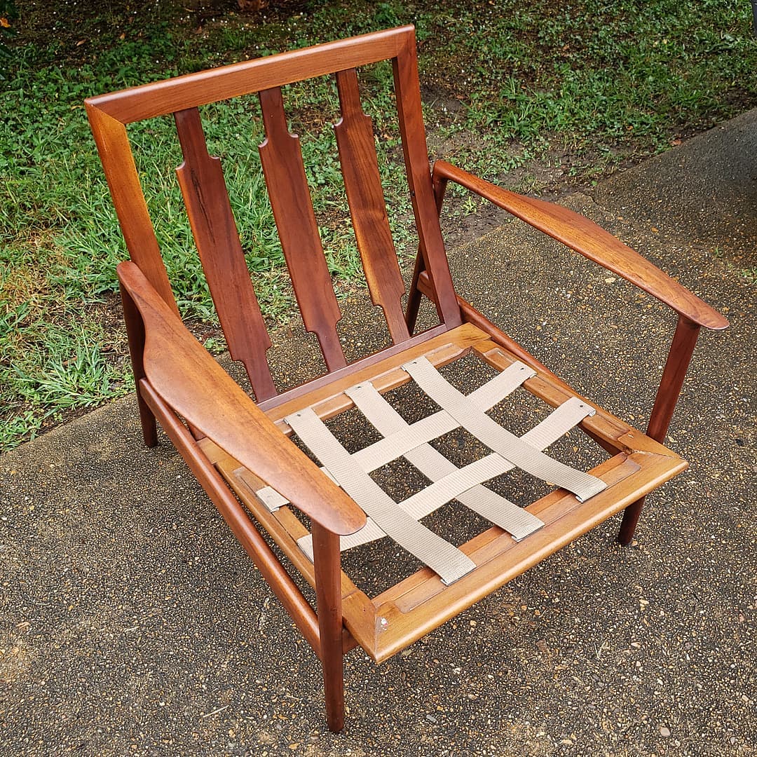 Kofod Larsen walnut framed slate back chair for Selig