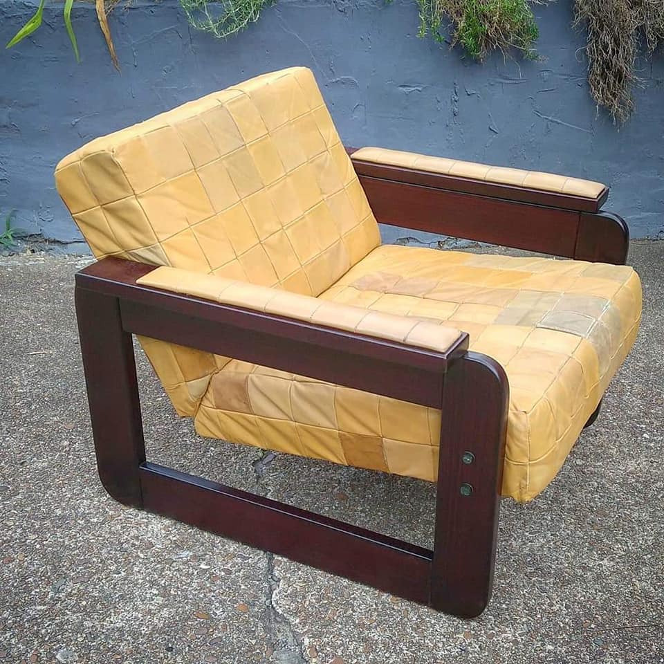 Design Lafer Leather/Rosewood Lounge Chair