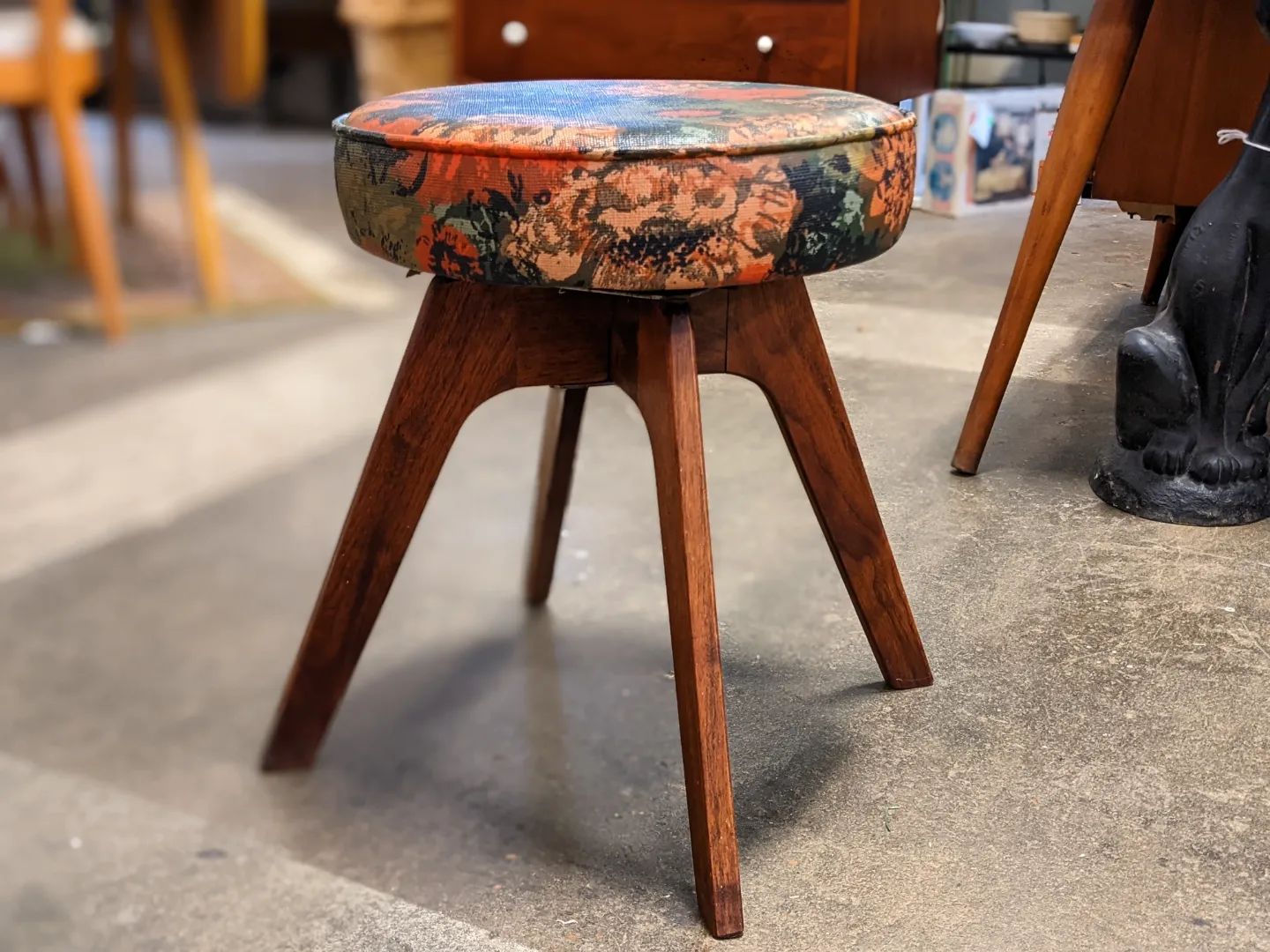 Sculpted Walnut Chet Beardsley Vanity Stool