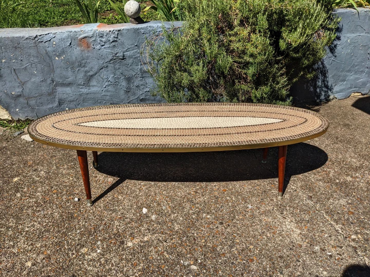 Oval Tiled Mid Century Modern Coffee Table