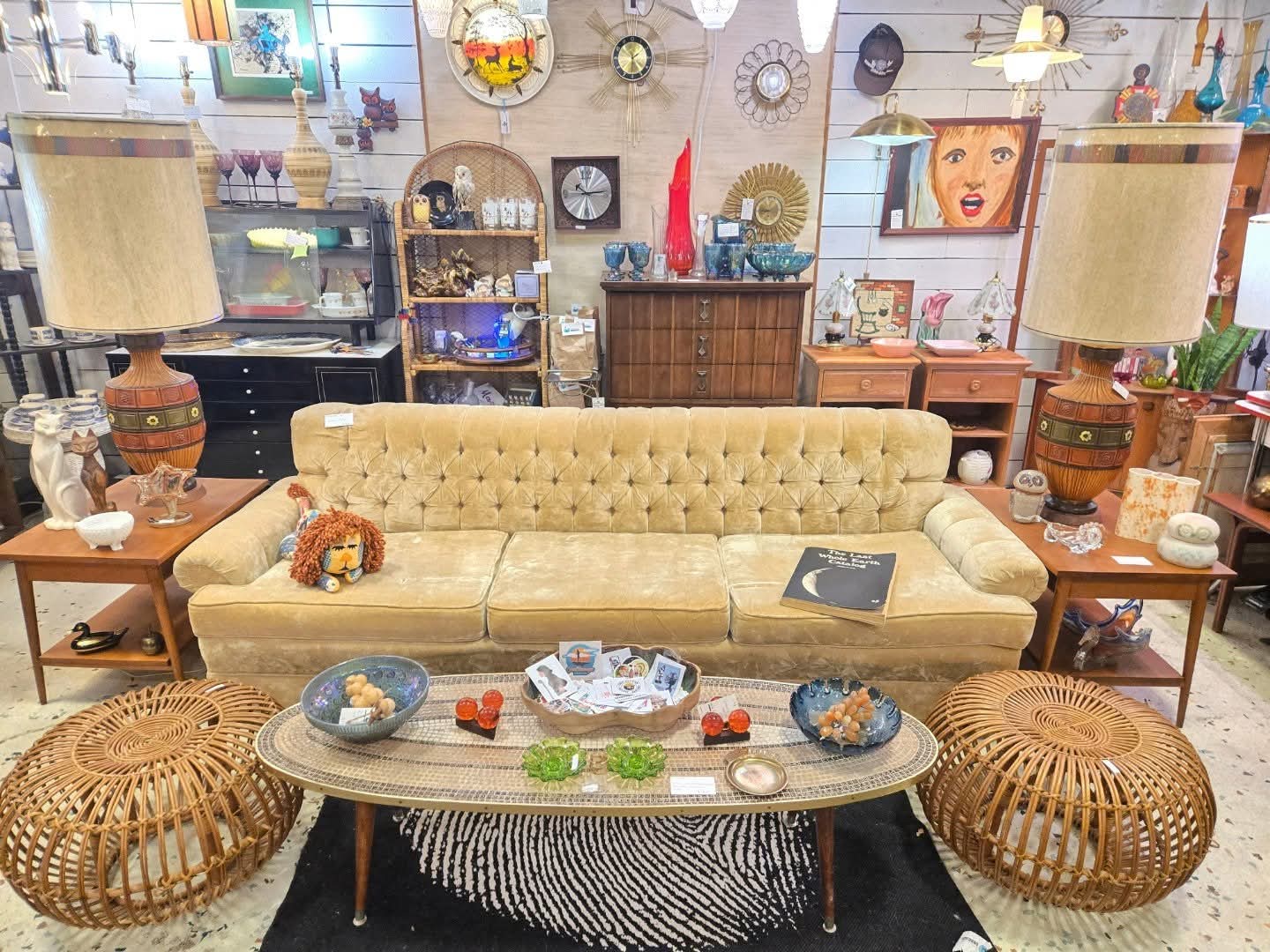 Vintage Mid Century Tuffted Velvet Sofa