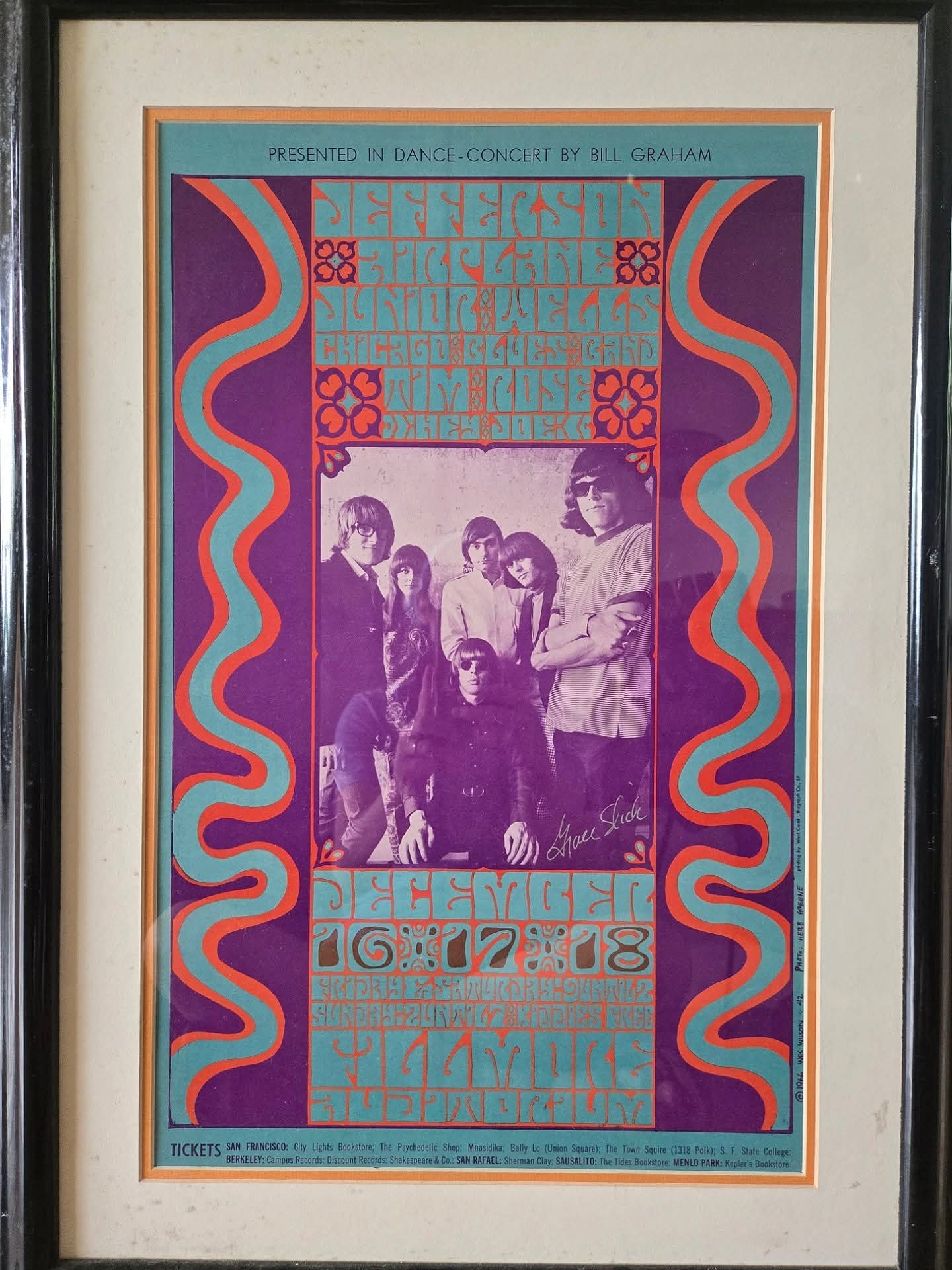 Framed 1966 Jefferson Airplane Concert Poster